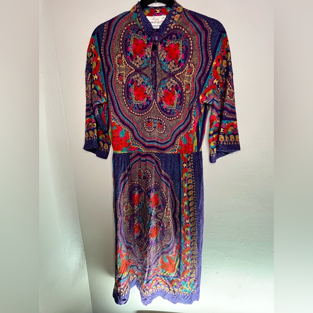 Rare Vintage 1970s Boho Hippie Made in Italy Eva for Robert Janan Dress Size 8
